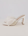 ATANA Bow Mule 85 in white patent with mesh bow
