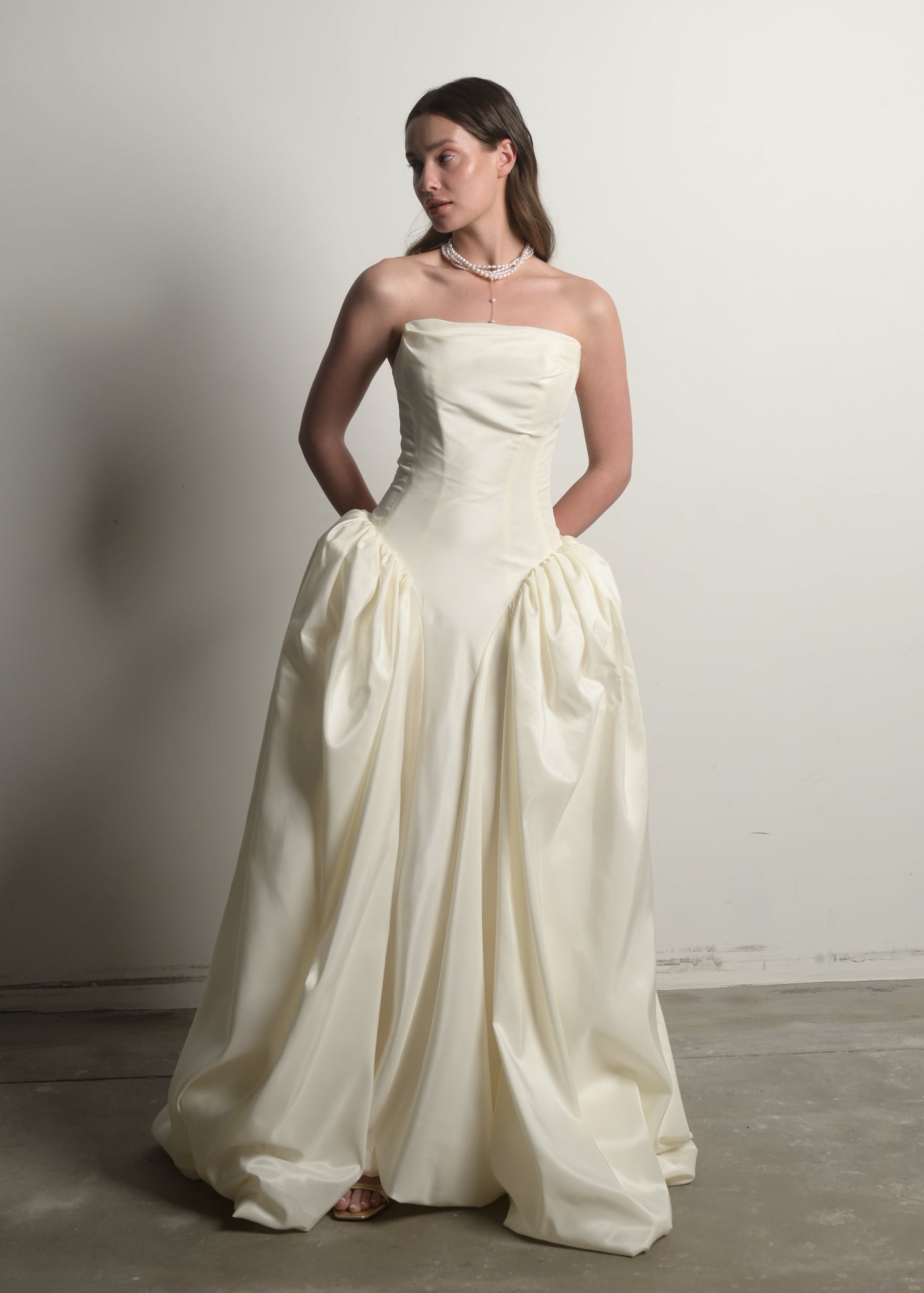 mae bridal mentere princess taffeta drop waits gown