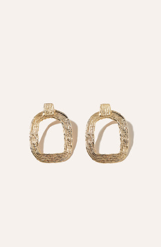 Powered by People Eva hoop earrings in 14k gold plate at Mae Bridal, artisan hoop earrings, handmade bridal earrings