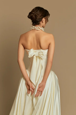 The Barbara Gown by Rouvell: A Modern Vintage Ivory Satin Ball Gown
