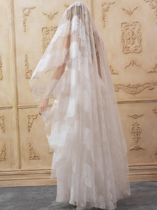Elsie embroidered lace maxi wedding veil on sale at Mae Bridal, Santa Monica