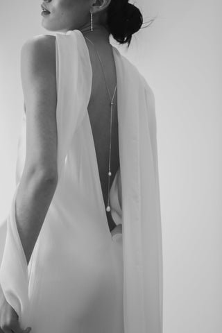 Studio Bride Pearl Lariat Necklace at Mae Bridal, bridal jewelry, wedding necklace
