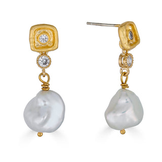 Keshi Pearl & Crystal Drop Earring