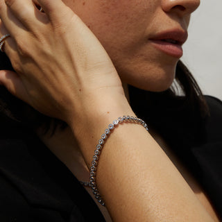 Lab Grown White Sapphire Bezel Tennis Bracelet