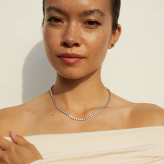 Lab Grown White Sapphire Bezel Tennis Necklace