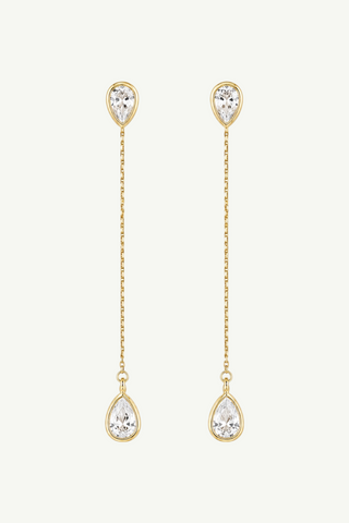 Bezel 2:1 Teardrop Strand Earrings