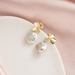 Golden Bloom Pearl Earrings