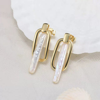 Pearl Bar Link Drop Earrings