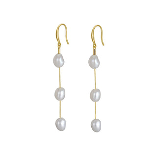 Triple Pearl Drop Earrings