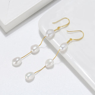 Triple Pearl Drop Earrings