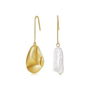 Golden Drop Pearl Earrings