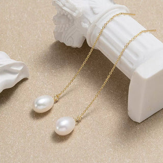 Pearl Chain Threader Earrings