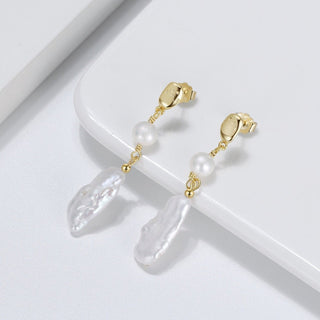Baroque Pearl Chain Drop Earrings