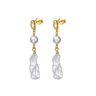 Baroque Pearl Chain Drop Earrings