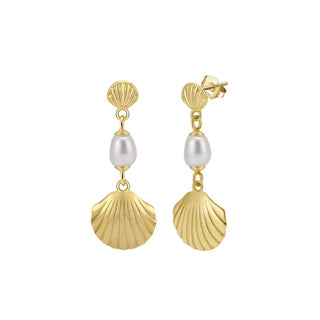 Seashell Pearl Drop Earrings