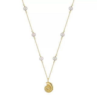 Spiral Shell Pearl Necklace