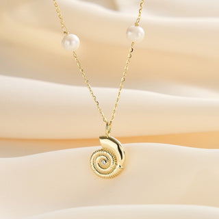 Spiral Shell Pearl Necklace
