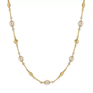 Geometric Bead Pearl Necklace