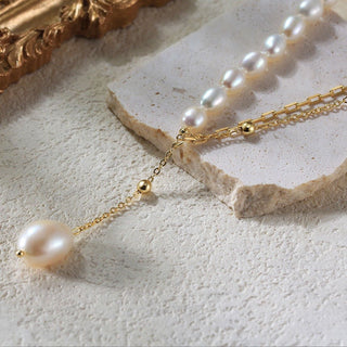 Pearl Drop Lariat Necklace