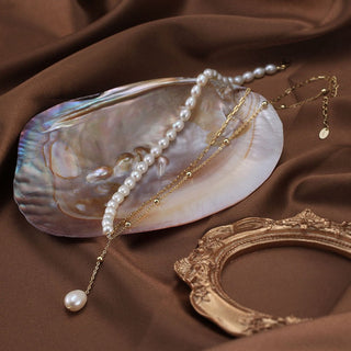 Pearl Drop Lariat Necklace