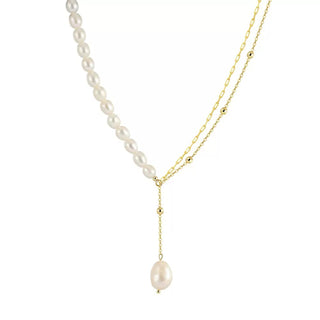 Pearl Drop Lariat Necklace