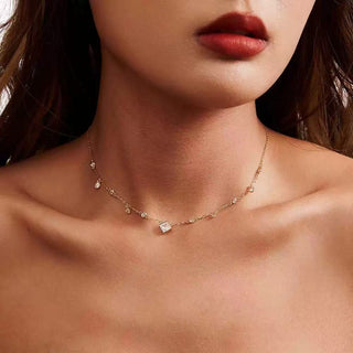 Square Cut Station Necklace