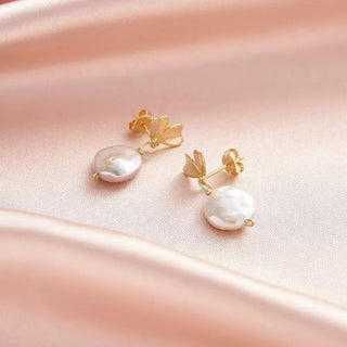 Golden Bloom Pearl Earrings