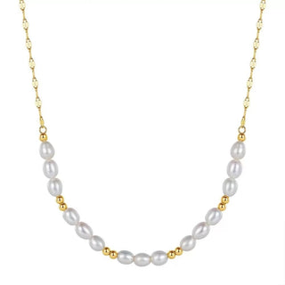 Golden Bead Pearl Necklace