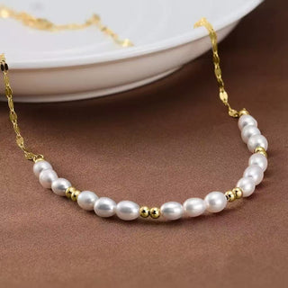 Golden Bead Pearl Necklace