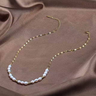 Golden Bead Pearl Necklace