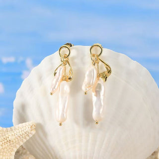 Baroque Pearl Cluster Drop Earrings