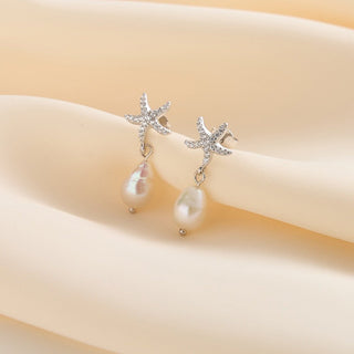 Ocean Star Pearl Drop Earrings
