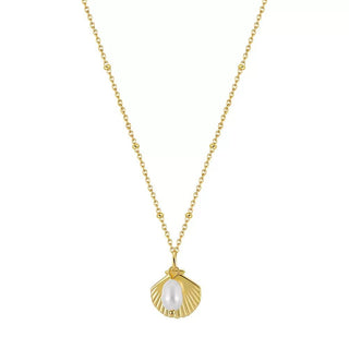 Seashell Pearl Pendant Necklace