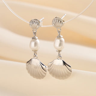 Seashell Pearl Drop Earrings