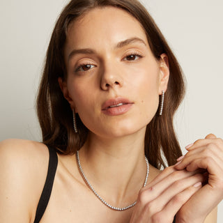 Unbreakable Lab Grown White Sapphire Tennis Earrings