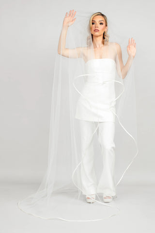 2601 Chapel Veil with Ribbon Edge