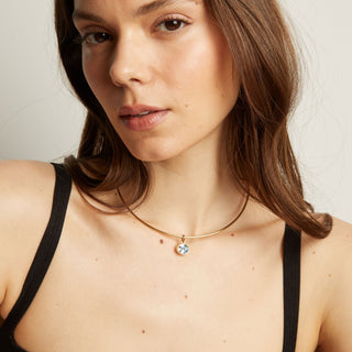 Lab Grown Aquamarine Oval Pendant Collar Necklace