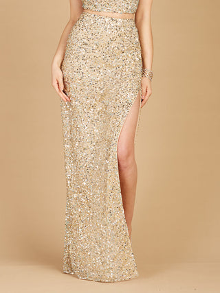 Long Side-Slit Beaded Skirt