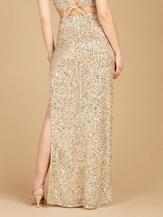 Long Side-Slit Beaded Skirt