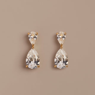 Lab Grown White Sapphire Pear Drop Earrings