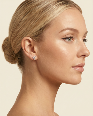 Story of Three Hearts Lab Grown Diamond Heart Stud Earrings Rose Gold
