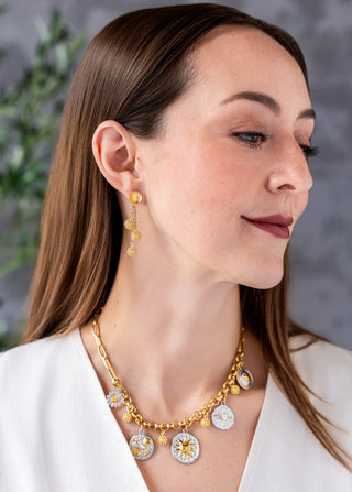 Gold Cluster Drop Earrings