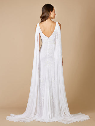Lara Gia Beaded Tank Wedding Dress with Cape Detail - OUTLET