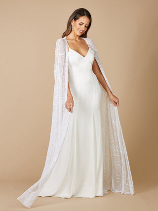Lara Gracie Full Length Beaded Tulle Cape