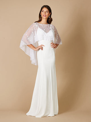 Lara Gertie Asymmetrical Tulle Beaded Capelet