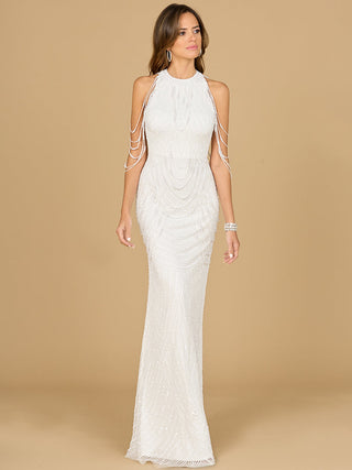 Halter Neck Gown with Fringe