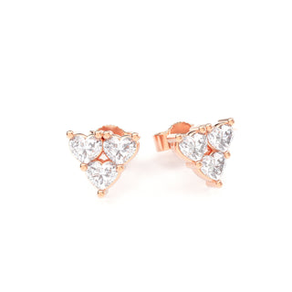 Story of Three Hearts Lab Grown Diamond Heart Stud Earrings Rose Gold