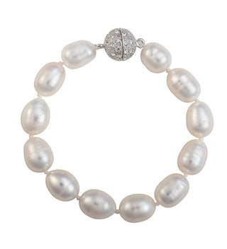 Baroque Pearl Bracelet with Crystal Clasp