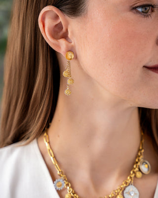 Gold Cluster Drop Earrings