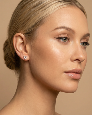 Story of Three Hearts Lab Grown Diamond Heart Stud Earrings Rose Gold